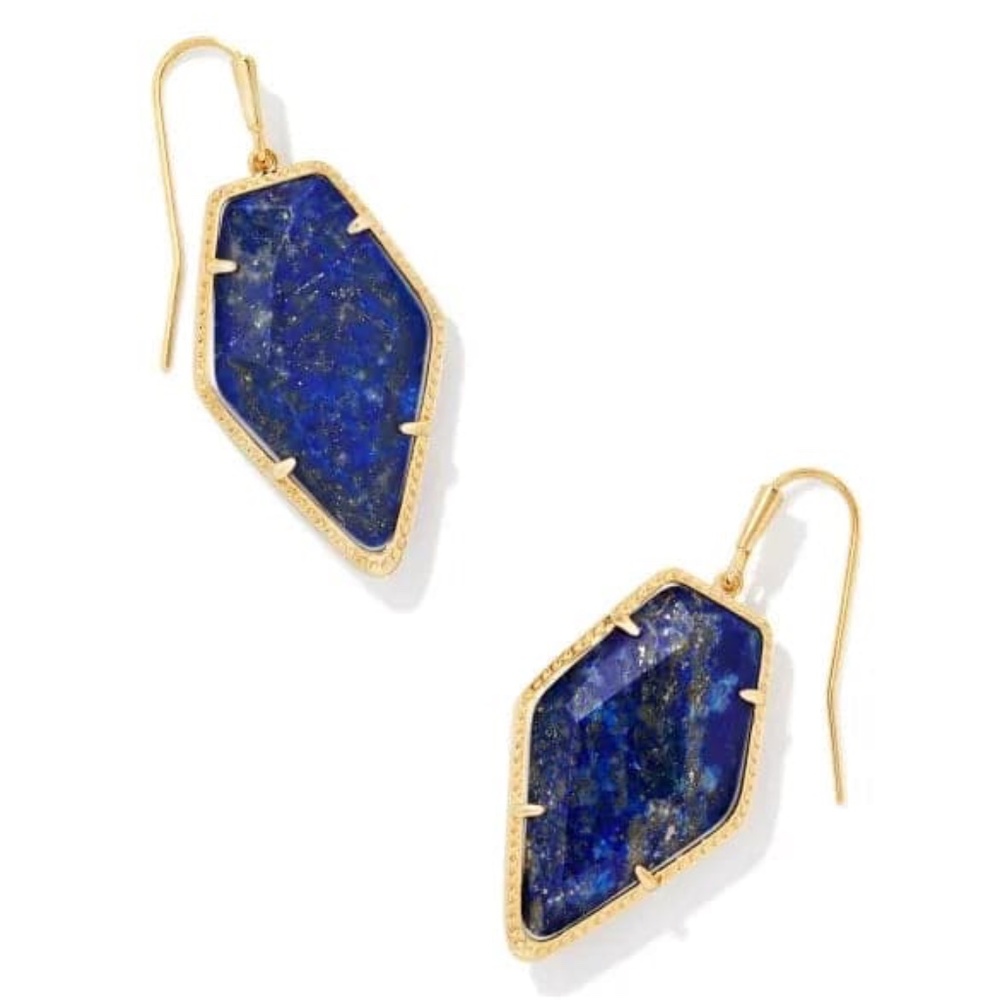 NWT Kendra Scott Framed Tessa Drop Earrings Lapis Lazuli Blue Gold